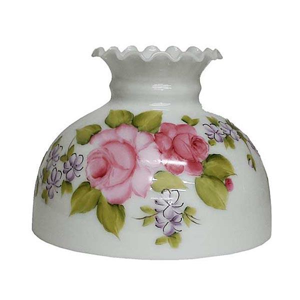 10" Glass Lamp Shade with hand painted roses