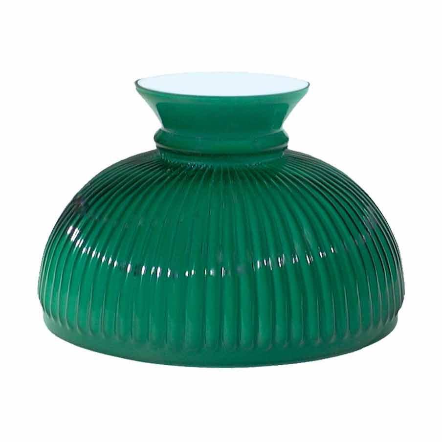 Cased Green Glass Lamp Shades, Rib ten-inch - paxton hardware ltd