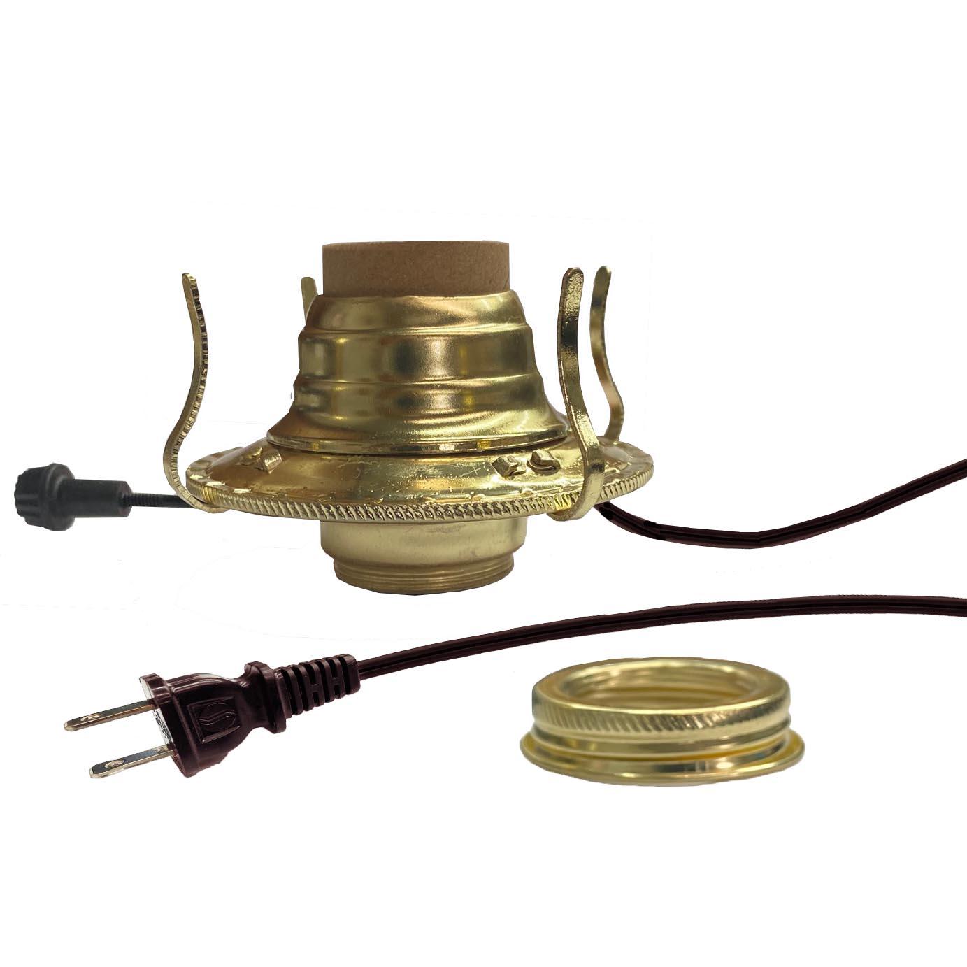 Electric Oil Lamp Burners, Brass Plated #2-Brown- Paxton Hardware ltd