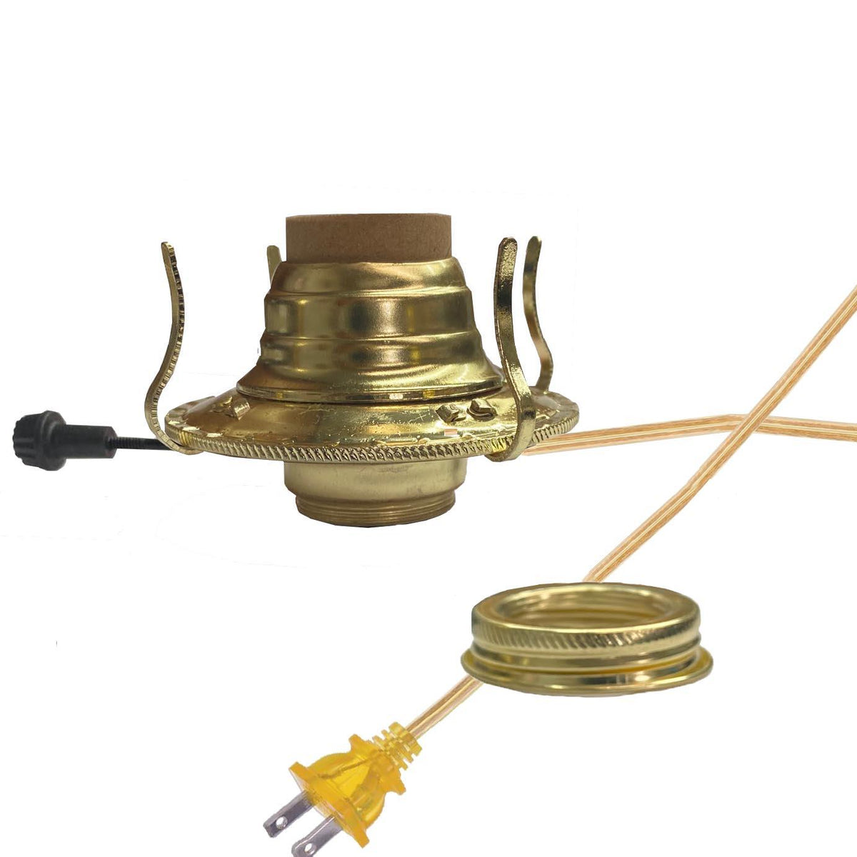 Electric Oil Lamp Burners, Brass Plated #2-Gold - Paxton Hardware ltd