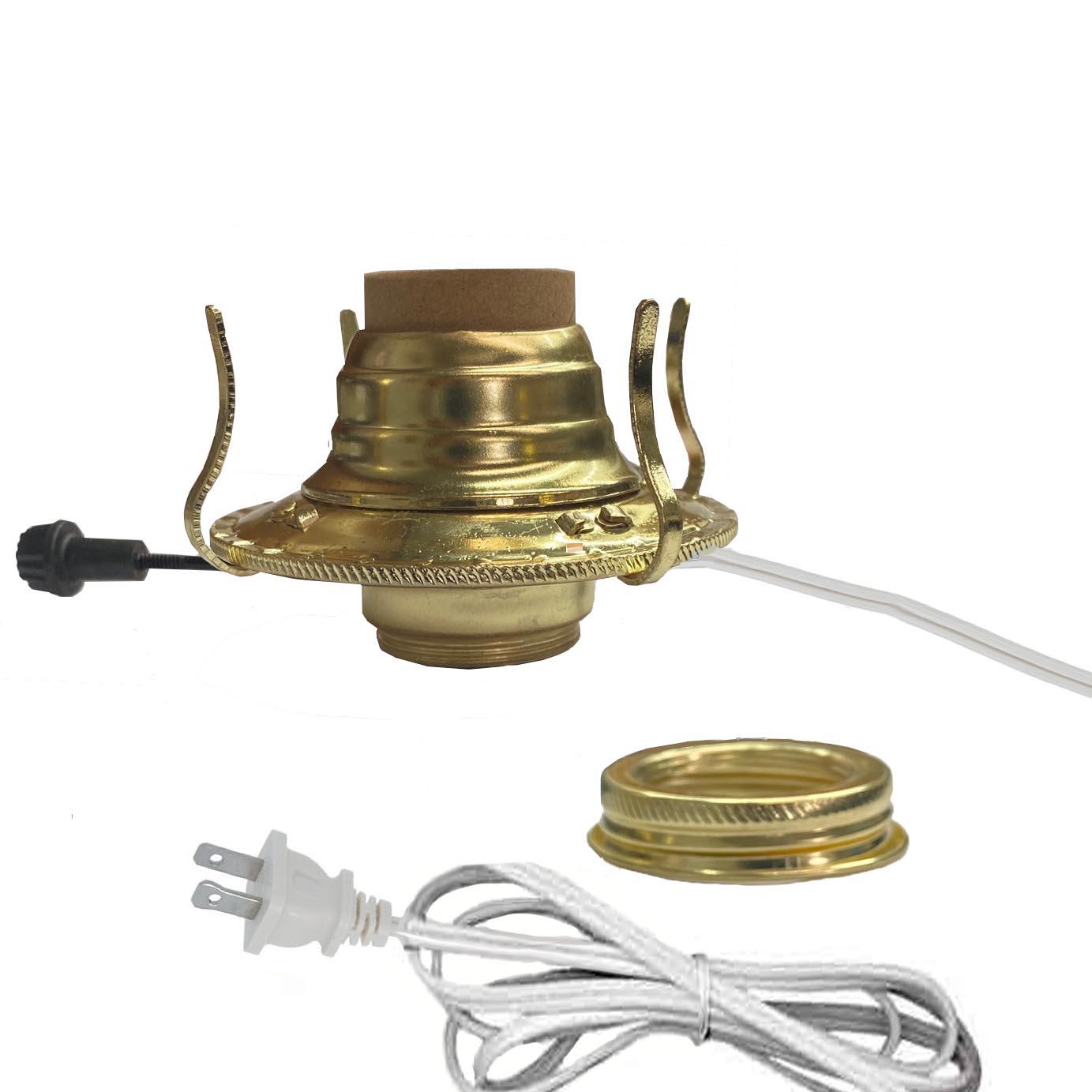 Electric Oil Lamp Burners, Brass-Plated, White