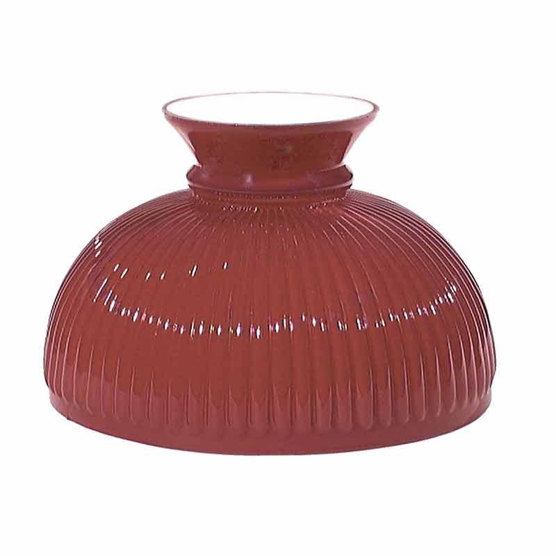 Red Ribbed Cased Glass Lampshades, 10 inch - paxton hardware ltd