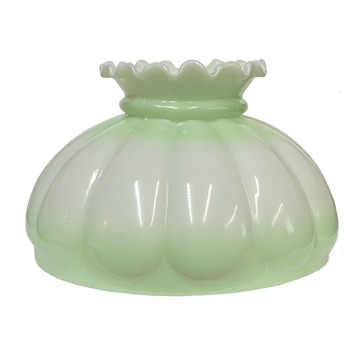 10&quot; Oil Lamp Shade, white with green tint