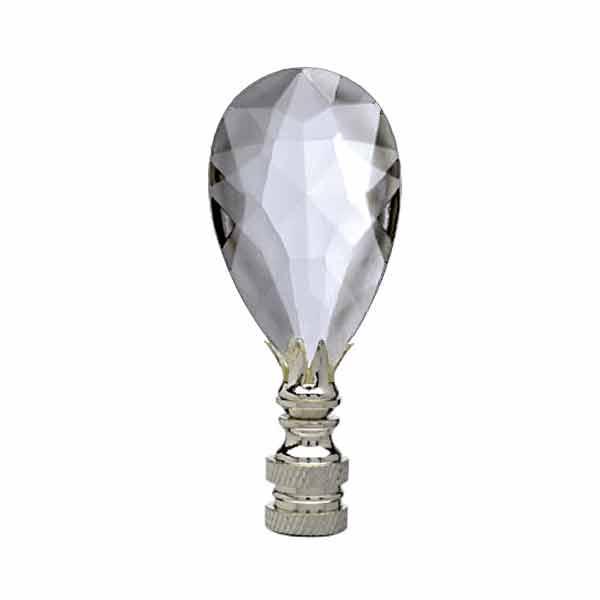 Crystal Lamp Finial, Teardrop - Silver-plate - paxton hardware ltd