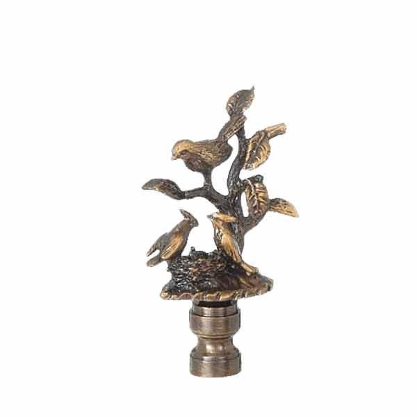Antique Brass Lamp Finial, Bird Nest - paxton hardware ltd