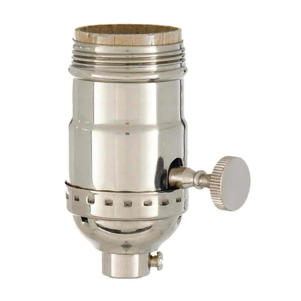 Nickel Lamp Socket, Turn Knob Switch, 3-Way