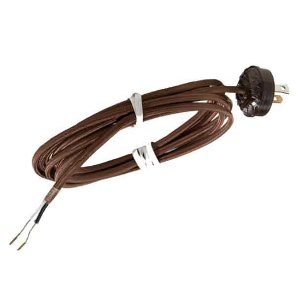 Brown Fabric Covered Lamp Wire with Plug - paxton hardware ltd