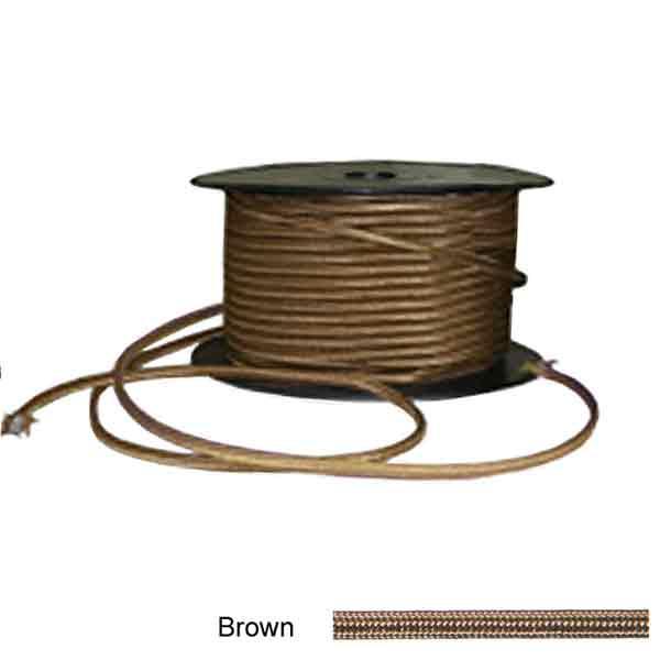 Brown Fabric Covered Lamp Wire, twin - paxton hardware ltd