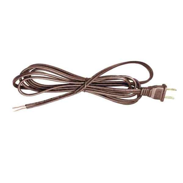 Brown Lamp Cords With Plugs, SPT2, 8' - Paxton Hardware