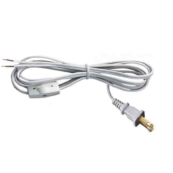 White Lamp Cord with In-line Switch &amp; Plug - paxton hardware ltd