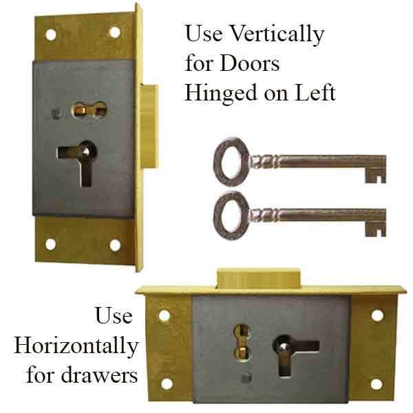 Brass Plated Surface Mount Cabinet Door, Dresser Drawer Lock - Furniture  Hardware | K41-L68841