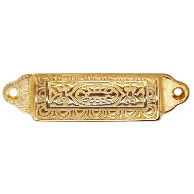 Narrow Brass Victorian Bin Pull, Paxton Hardare