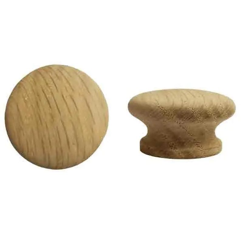 10 Unfinished Oak Round Wood Cabinet Knobs – 1 3/4 Inch For DIY Painting Or Staining