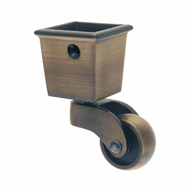 Square Antique Cup Casters, 1" wheel - paxton hardware ltd