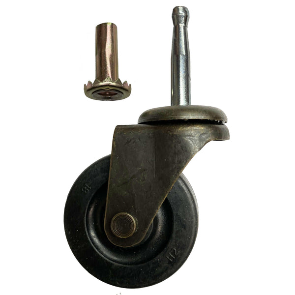 Antique Furniture Casters: Brass, Nickel, Wood Wheel Tagged Wheel: Rubber  - Paxton Hardware