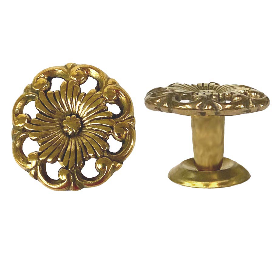 Victorian Brass Cabinet Knobs, 1-3/8 diameter - Paxton Hardware