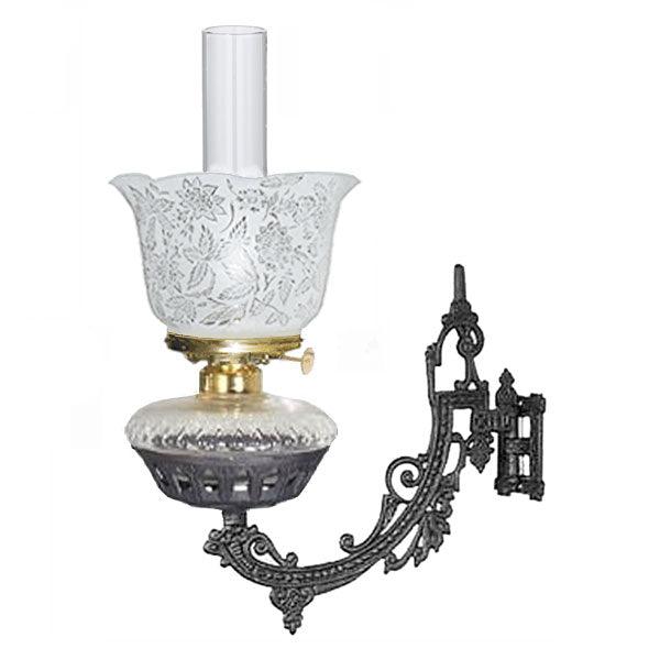 Wall Mounted Oil Lamp, Clear - Frosted Shade - paxton hardware ltd