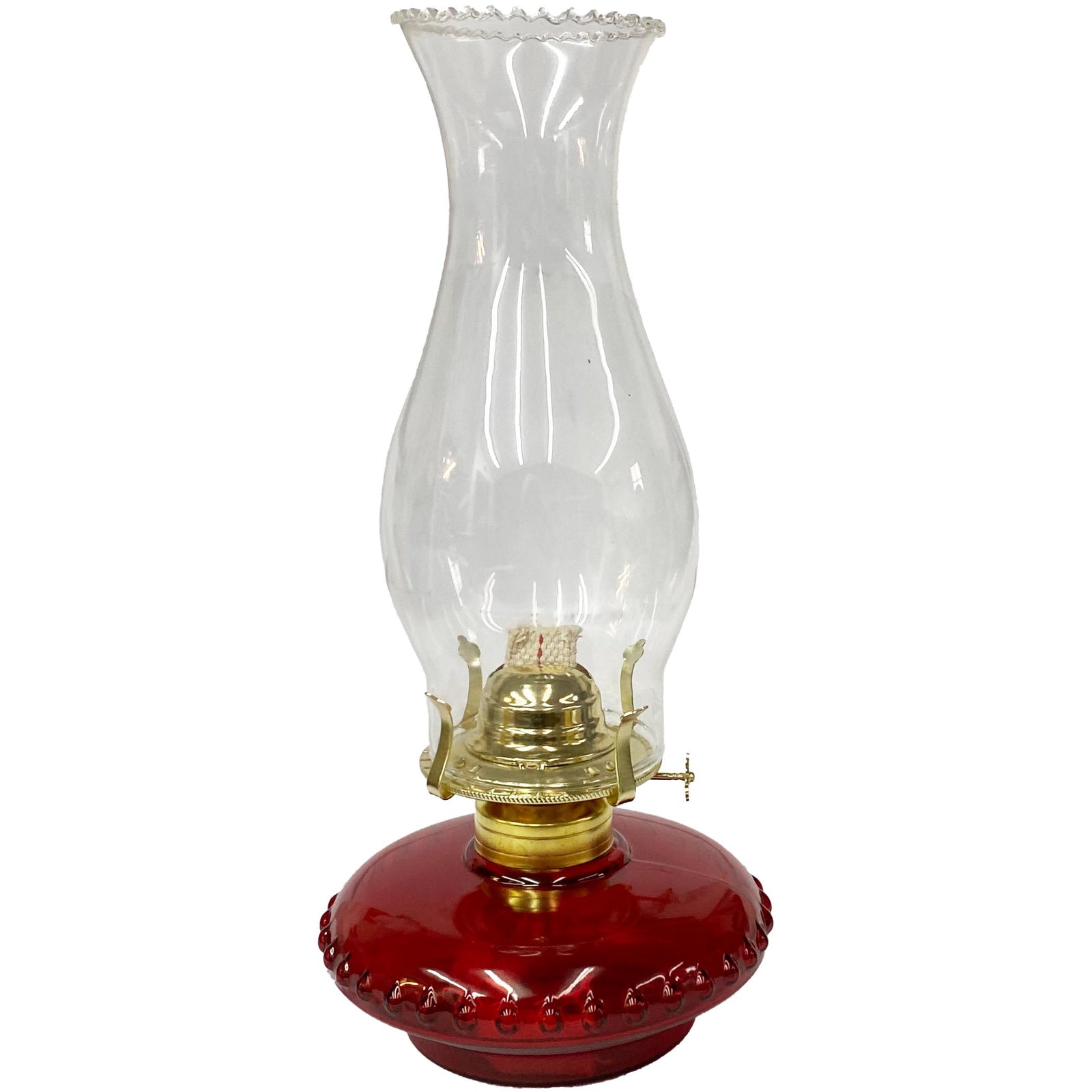 Small red glass oil lamp, paxton hardware