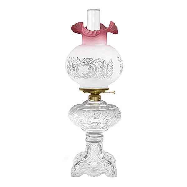 Glass Astral Lamp, Cranberry Top Shade - paxton hardware ltd