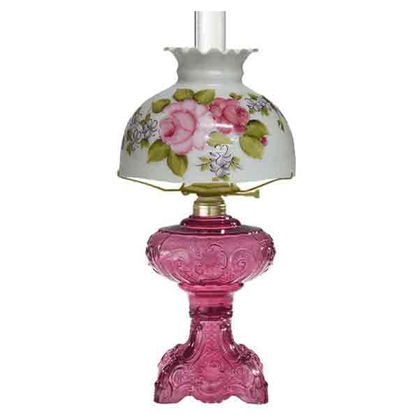 Victorian Rose Table Lamp, Cranberry - paxton hardware ltd