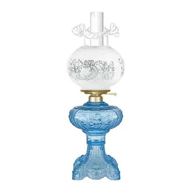 Blue Glass Oil Lamp, vintage style