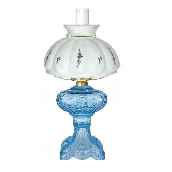 Turquoise Vintage Glass Lamp, white melon shade - paxton hardware ltd