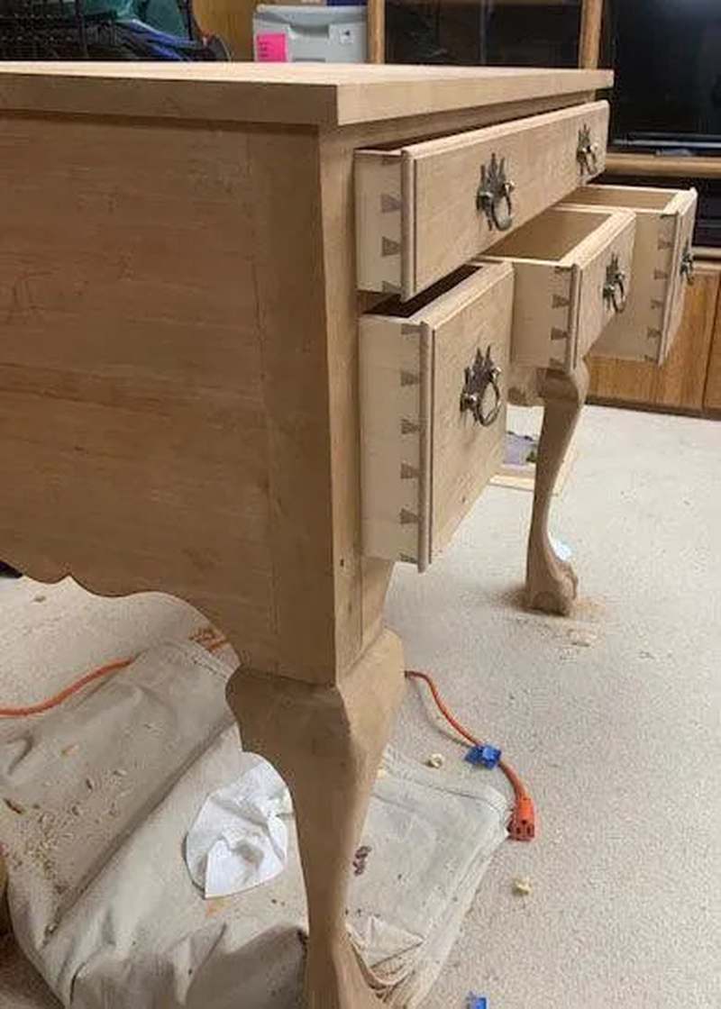 Lowboy in the making with Paxton Hardware's #0802 Chippendale Pulls