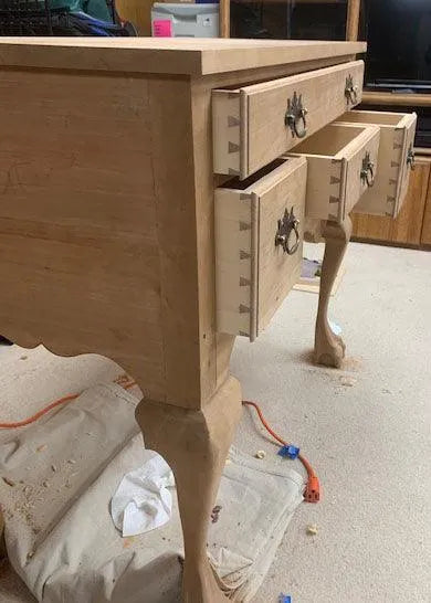 Lowboy in the making with Paxton Hardware's #0802 Chippendale Pulls